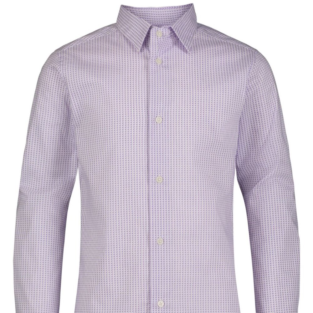 NWT 14  Calvin Klein Big Boys Long Sleeve Stretch Hounds Tooth Print Dress Shirt